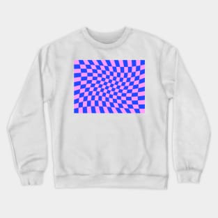 Twisted Checkered Square Pattern - Blue & Pink Crewneck Sweatshirt